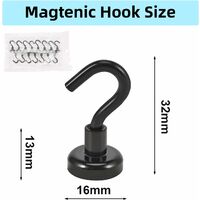 Magnetic Hooks, Black Magnetic Hooks ， 15 PCS Super Suction 9KG (19.8LBS) Strong Hanging Neodymium Strong Magnet for Doors, Cabinets, Ceilings, Lights, Industrial Lights SOEKAVIA
