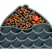 Anti Gluttonous Dog Cat Food Bowl, Anti-Slip Maze Pet Food Bowl, Interactive Anti Bloating Silica Gel Bowl (Gray) SOEKAVIA
