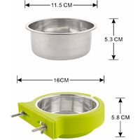 Detachable Stainless Steel Dog Bowl Crate Hanging Pet Bowl Cage Small Water Bowl Feeder Dog Food Cats Rabbits Birdsgreen Pet Supplies (green) SOEKAVIA