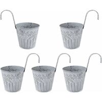 5PC Old Metal Iron Flower Pot Buckets Vintage Artificial Printing Potted Plants Flower Pots Succluents Crafts Bucket Holder with Hooks SOEKAVIA