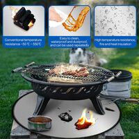 Fire Pit Mat 24 Inch, Outdoor Fireproof Round Firepit Mat for Deck, Patio, Yard lawn, Foldable Heatproof Grill Mat Picnic Mat Ideal for Barbecue and Camping