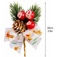 20 PCS Christmas Berry Stems Pine Branches 10 CM Artificial Red Berry Picks with Pinecones and Bow Artificial Pine Cones Branch Craft Wreath Pick for DIY Xmas Garland Wreath Crafts Decor