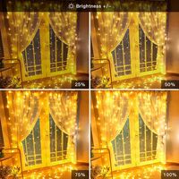 Curtain Fairy Lights, 3m x 3m Warm White Gazebo Lights Outdoor Waterproof USB Powered, Christmas Window Lights with Remote Control for Outdoor, Indoor, Gazebo, Patio, Wedding, Christmas