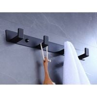 Matte black bathroom towel hook-wall-mounted screw fixed door hook-heavy-duty hanger-bedroom or kitchen stainless steel robe rack 410B 4 hooks