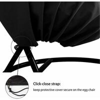 Patio Hanging Chair Cover with Zipper - Outdoor Cocoon Egg Chair Cover - Waterproof/Windproof/Durable Furniture Protective Cover - for Single Swinging Chair Black 190x115cm