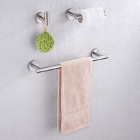 bathroom accessories set 3 pieces towel rack toilet paper holder coat hook wall-mounted SUS304 brushed stainless steel.