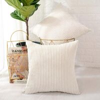 Corduroy Soft Decorative Square Throw Pillow Cover Cushion Covers Pillowcase, Home Decor Decorations For Sofa Couch Bed Chair 30x50 cm(Striped off white) Pack of 2