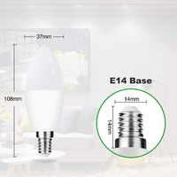E14 LED Bulbs 7W C37 Candle Light Bulb Screw Candle Base Lights Plastic Frosted 60W Incandescent Bulb Equivalent,Non-dimmable Lamp Cool White 6000K,Pack of 4 Energy Saving Bulbs [Energy Class A+]