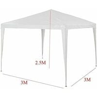 3x3m Garden Gazebo Marquee Tent with Side Panels, Fully Waterproof, Powder Coated Steel Frame for Outdoor Wedding Garden Party, White(4 full size church windows)(two doors)
