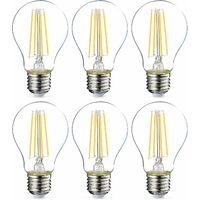 E27 Screw in Light Bulb Warm White, Edison Screw LED Bulbs 60w Equivalent, 8W 800lm, GLS Clear Filament Lamp, Energy Saving Vintage ES Lightbulb, Non-dimmable, Pack of 6 [Energy Class F]