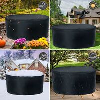 Garden Furniture Cover Waterproof Heavy Duty Updated 210D Oxford Fabric 120x75cm Round Table Covers Patio Table Cover Waterproof Anti-UV Rattan Furniture Covers for Furniture Sets Black