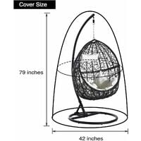 Hanging Chair Cover, 190 x 115 cm Oxford Fabric Heavy Duty Patio Egg Chair Covers with Drawstring and Storage Bag for Hanging Chair/Terrace Rocking Chair with Drawstring