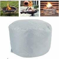Round Fire Pit Cover Garden Patio Protective Cover Breathable Waterproof Dustproof Heavy Duty Furniture Covers for Stove (85x40cm, Grey)