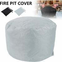 Round Fire Pit Cover Garden Patio Protective Cover Breathable Waterproof Dustproof Heavy Duty Furniture Covers for Stove (122x46cm, Grey)