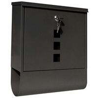 Letter Boxes for Outside, Post Boxes Wall Mounted Waterproof, Mail Boxes with Tilted Lid, Copper Core with Swivel Cap, Viewing Windows, Nameplate, Anthracite Black-33.5*30.5*9.6cm