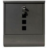 Letter Boxes for Outside, Post Boxes Wall Mounted Waterproof, Mail Boxes with Tilted Lid, Copper Core with Swivel Cap, Viewing Windows, Nameplate, Anthracite Black-33.5*30.5*9.6cm