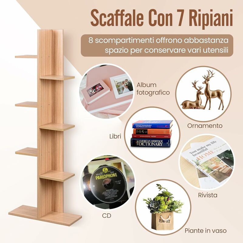 Bakaji Scaffale Porta Vasi Piante Fiori con Ripiani Struttura in Legno di  Bamboo Mobile Libreria Scaffalatura Multiuso Design Moderno Colore Naturale