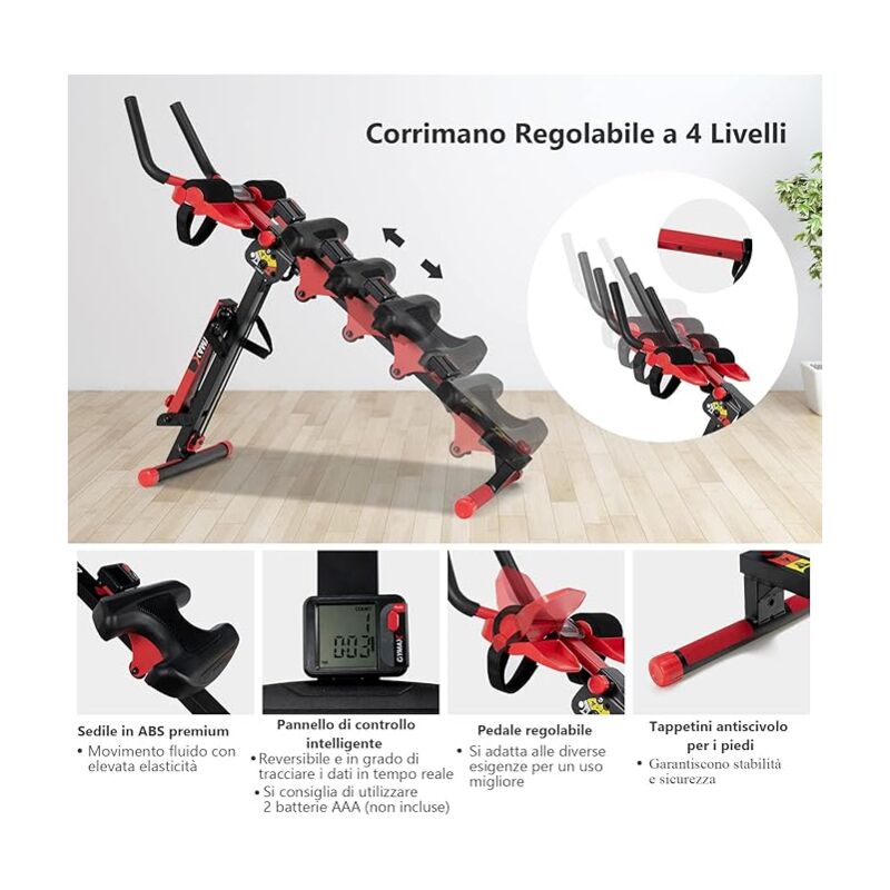 GOPLUS Vogatore Pieghevole per Casa, per Uso Domestico, con Display  Digitale, Sedile e Pedali Regolabili, Macchina per il Fitness con Tensione e  Angolo Regolabili, 150×43×43 cm, Nero