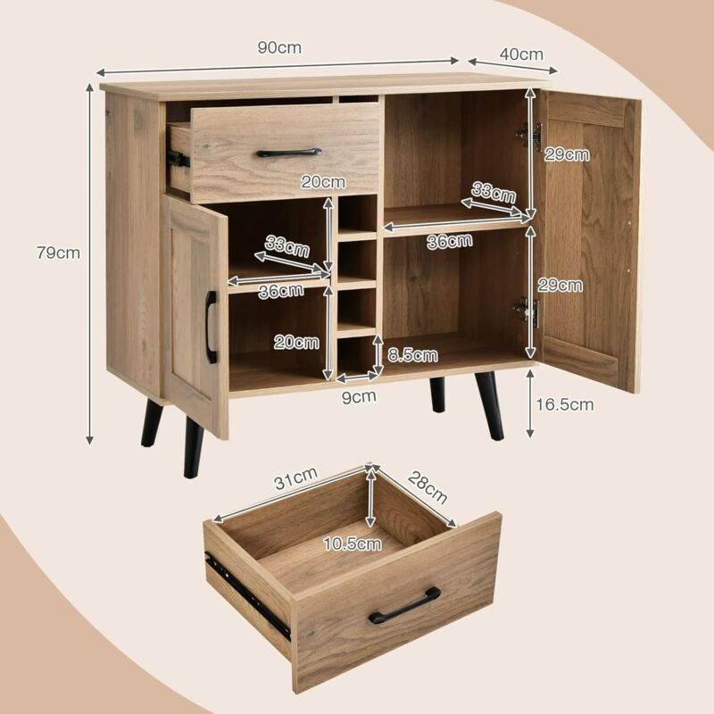 Mobile Bar Con Portabottiglie Staccabile A 3 Livelli E 1 Cassetto Credenza  Industriale E Portabicchieri Buffet Rete La Casa E La Cucina Del Caffè Da  1.547,03 €