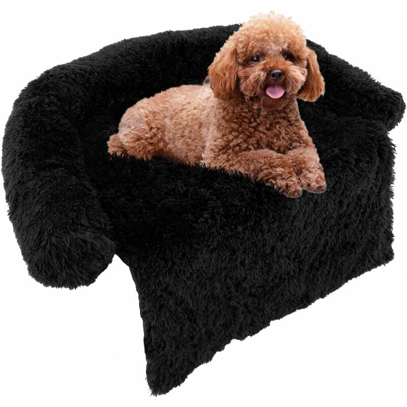 GOPLUS Letto per Cani in Peluche, Tappettini da Letto per Cani con  Rivestimento Rimovibile e Lavabile, Cuccia per Animali Domestici (S, Nero)