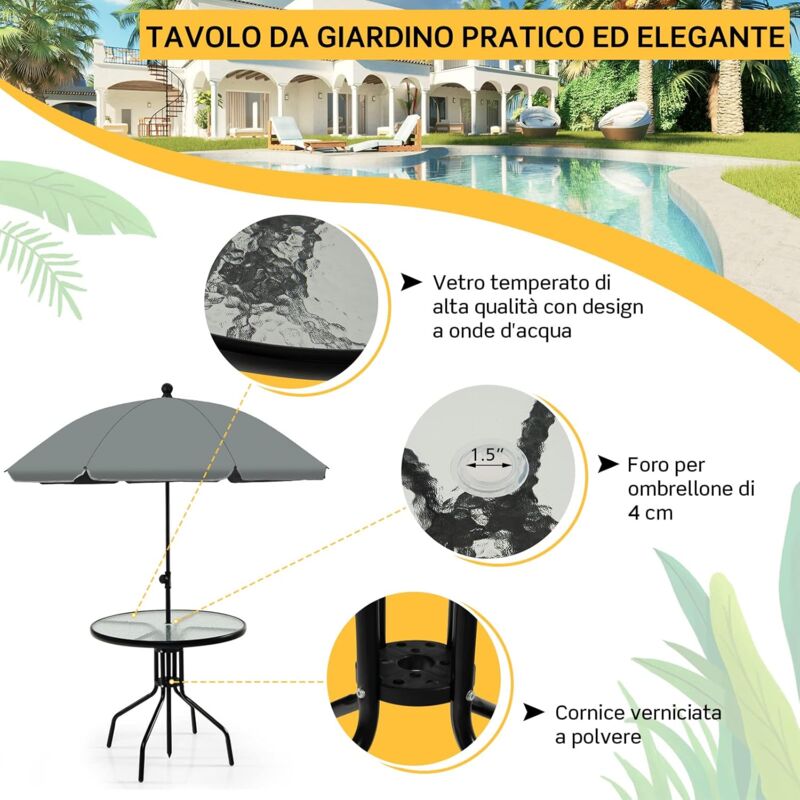 339 Cm Ombrello Da Patio A Sbalzo, Ombrellone In Alluminio Con Rotazione A 360 Inclinazione Regolabile Telaio Resistente Allo Sbiadimento 92144272