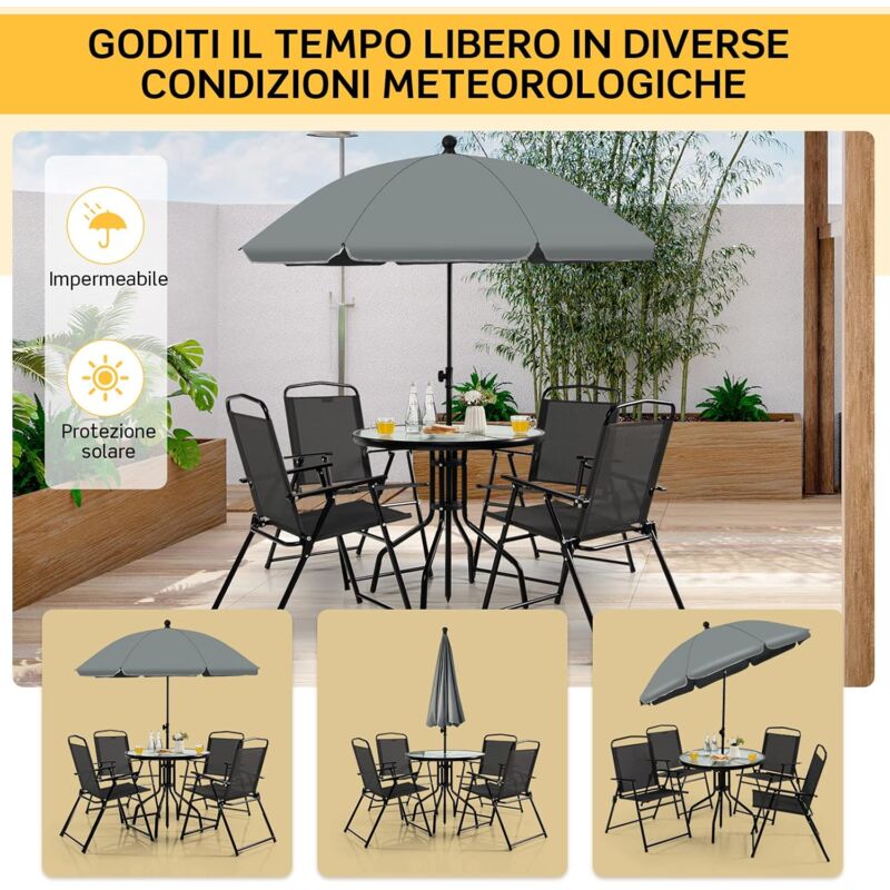 Tempera Ombrellone Da Giardino 3m (10ft) Con Inclinazione Automatica E Rotazione 360° – Antivento E Resistente