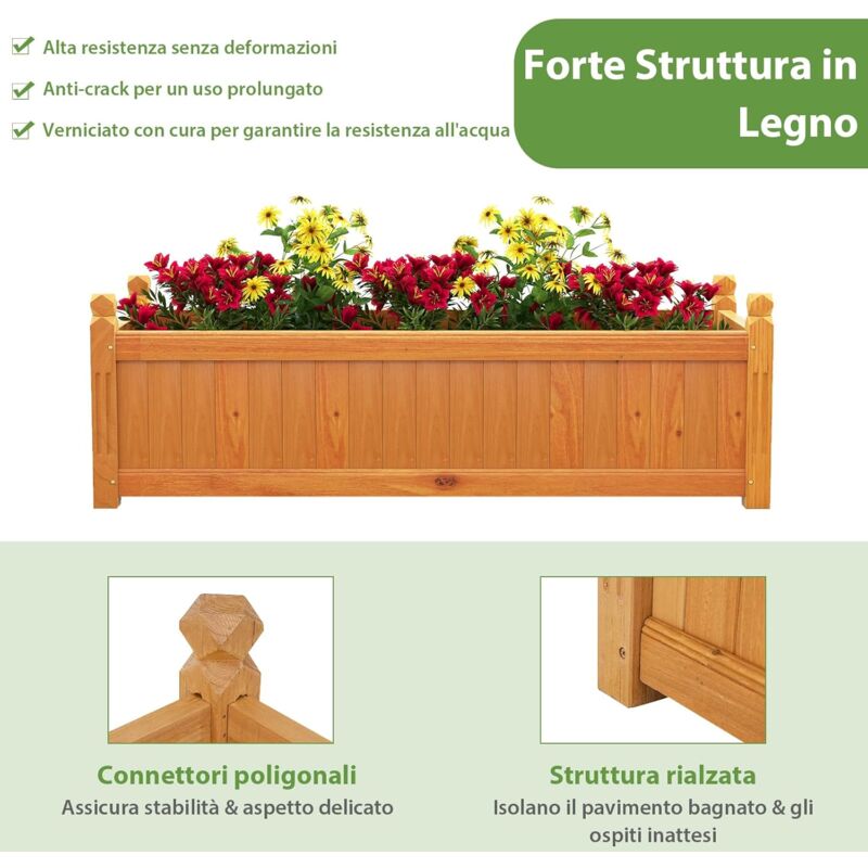 HOMASIS Fioriera Rialzata Da Esterno In Legno Di Abete, Orto Rialzato