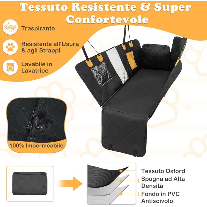 Coprisedile per auto per cani - Protezione per sedili auto - MaterialePoliuretano- Con cintura di sicurezza - Per tutte le stagioni