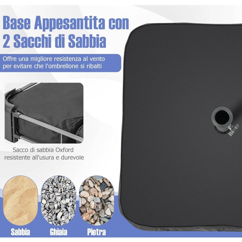 Base Per Ombrellone Portaombrelli Da Esterno Quadrato In Cemento Nero Da 25 Kg - Foto 7