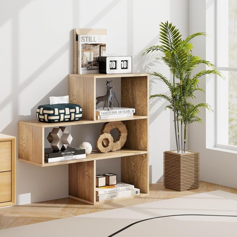 HOOBRO Scaffale a Forma di Albero, Libreria a 9 Livelli, Organizzatore per Libri, Portaoggetti per CD, Stile Vintage, per Soggiorno, Camera da Letto, Studio, Marrone Vintage EBF18SJ01G1