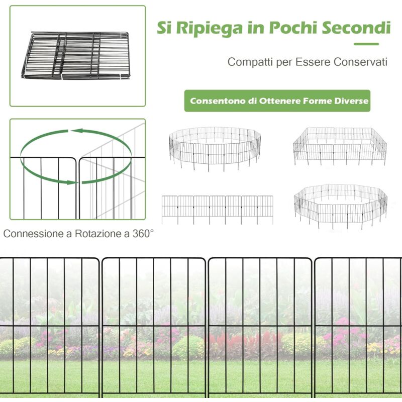 SWANEW Recinzione da giardino 11 pezzi Recinzione gratuita Recinzione