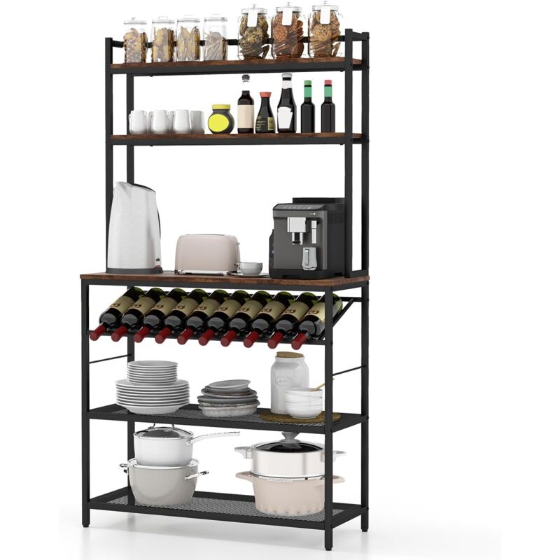 Scaffale Da Cucina A 2 Livelli TFGXUE – 30x15,75x26,42 Cm, Portata 30 Kg, In Ferro E MDF, Colore Marrone, Per Spezie E Pentole