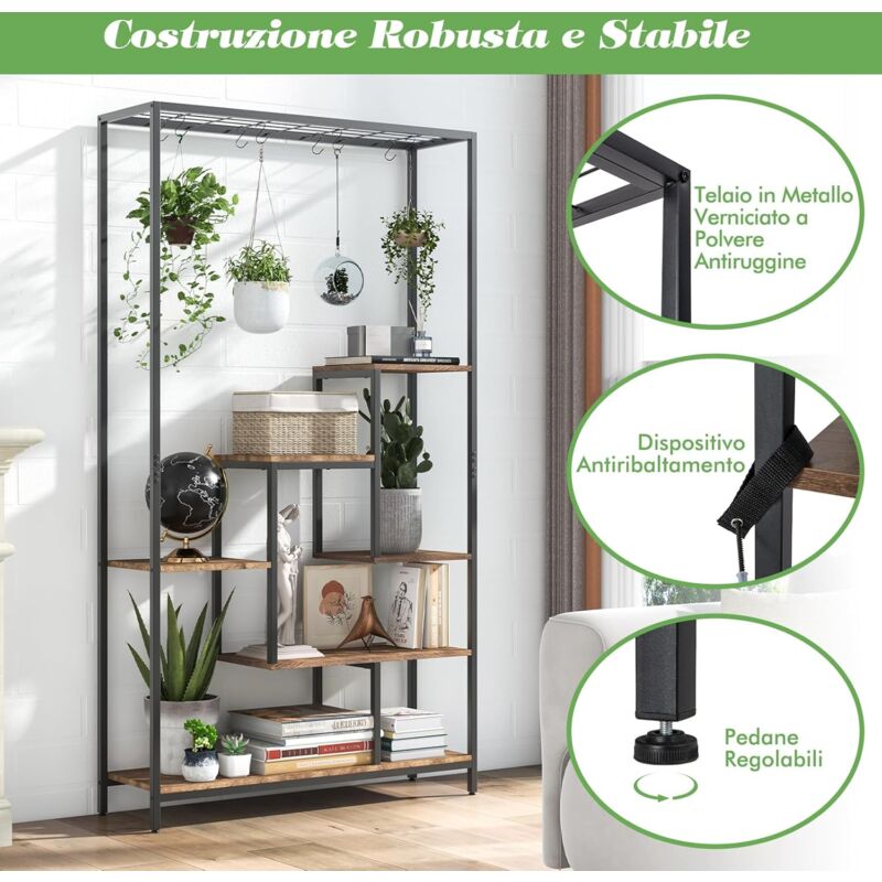 Porta Piante Da Interno Con Luce, Scaffale Per Piante In Metallo E Pannello Mdf  S1 317624383983
