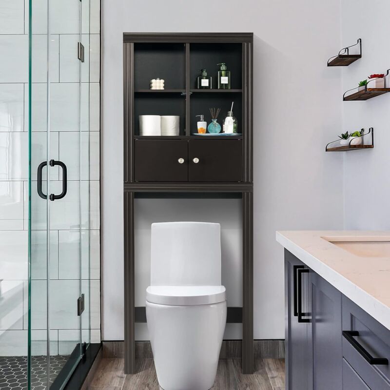 Mobile Sopra WC 4 Livelli - Scaffale Multifunzionale Per Bagno E Lavatrice