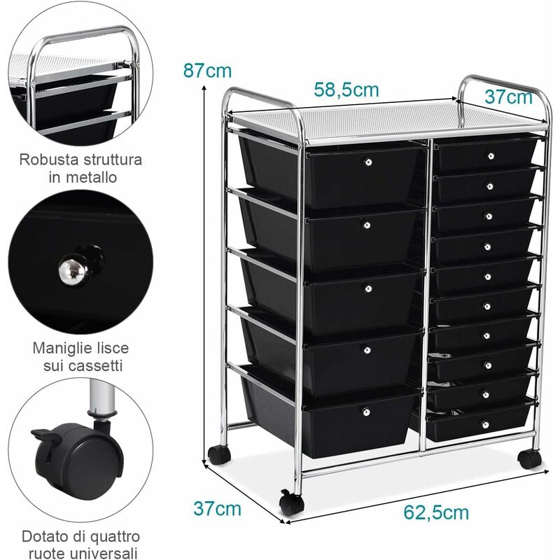 Carrello per Parrucchieri, Carrello per Parrucchiere a 6 Strati Carrello  per Parrucchiere Multifunzionale con Ruote Universali Carrello per