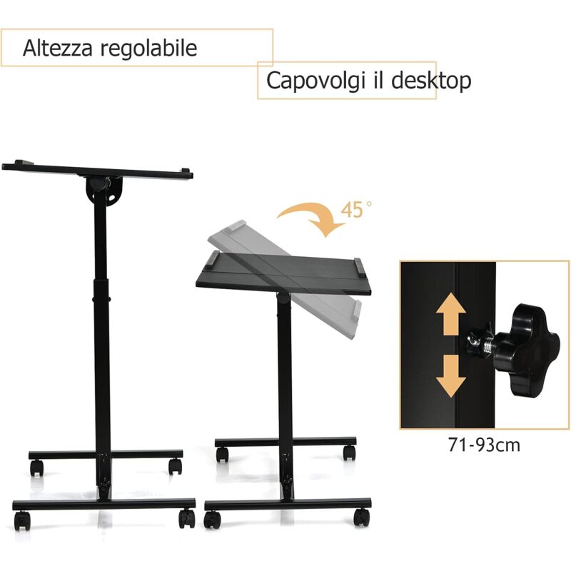 Goplus Tavolino Servitore Letto Regolabile in Altezza e Angolo