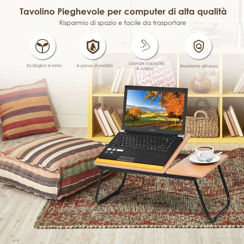 Tavolino Vassoio da Letto Divano per PC Laptop Pieghevole Leggio 65x30