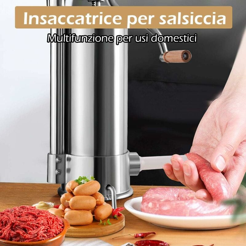 COSTWAY 3,6L Insaccatrice per Salsiccia Macchina Manuale in Acciaio  Inossidabile, Siringa con 4 Tubi di Riempimento : : Casa e cucina