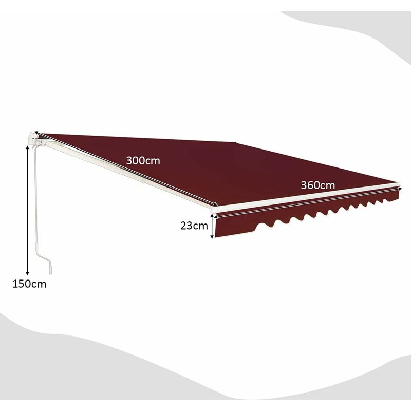 GOPLUS Tenda da Sole Retrattile, Tenda Parasole per Balcone e Finestra,  Tenda Impermeabile e Resistente con Manovella, 300 x 250 cm (Vino rosso)