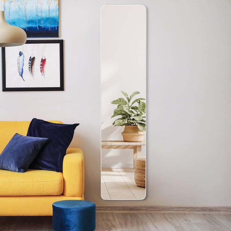 COSTWAY Specchio Da Parete Full Length - 120x37cm, Cornice Alluminio, Argento