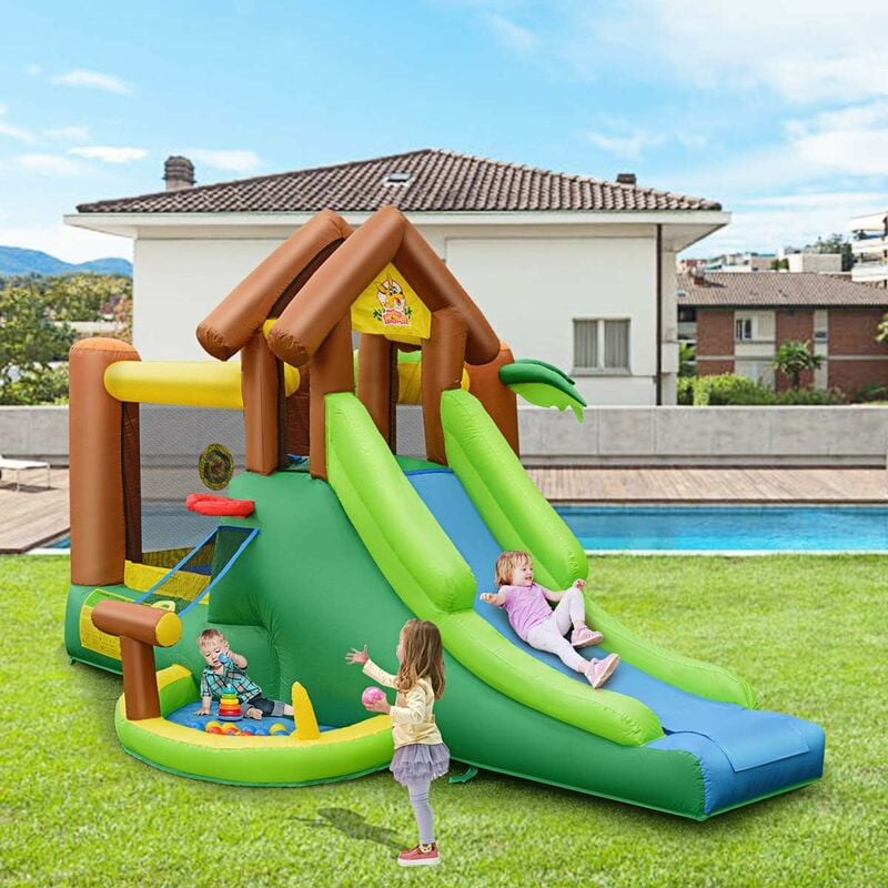 GOPLUS Castello Gonfiabile per Bambini, Giocattolo Gonfiabile per Parco e  Giardino, Castello Gonfiabile Grande con Accessori Completi, 3 Tipi Diversi  da Scegliere (400x350x230cm)