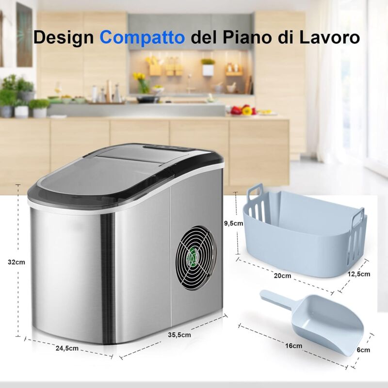 Macchina del ghiaccio da banco con design a doppio coperchio