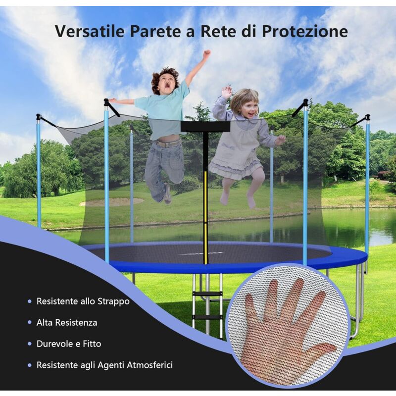 GOPLUS Rete Ricambio Interno, Trampolino Elastico Compatibile, con Cerniera  a Doppia Testa, Connessioni Solide, Altezza di 180 cm (Ø 4,5 M, 15FT)