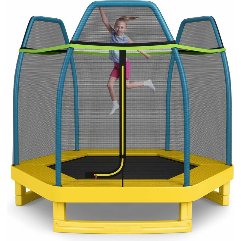 GOPLUS Trampolino per Bambini con Rete di Sicurezza, Trampolino Ricreativo  con Materassino Elastico e Tappetino per Il Salto, Robusto Telaio in  Acciaio Zincato