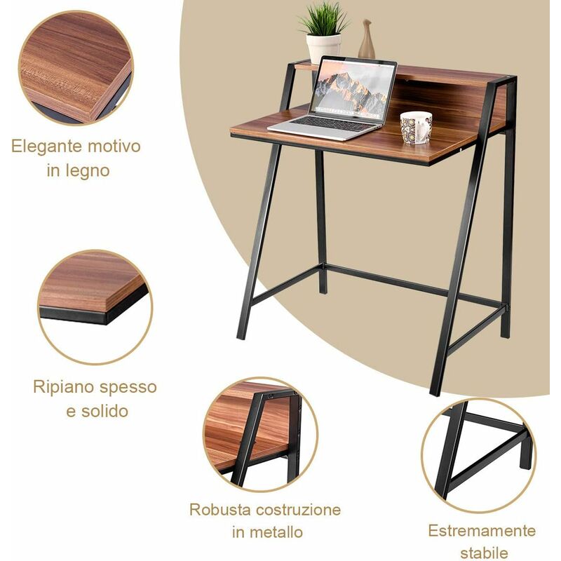 vidaXL Scrivania Computer Rovere Marrone 80x50x75 cm Legno