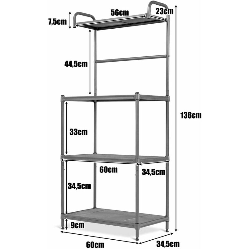 Goplus Scaffale con 2 Ripiani, Mensola Quadrata da Cucina, Scaffale  Salvaspazio e Pratico, con Struttura Stabile