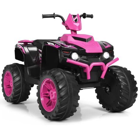GOPLUS Macchina Elettrico 12V, Alimentato a Batteria, per Bambini da 3 a 7 Anni, Avvio Lento, Velocità Variabile, Schermo con Interfaccia USB, Fari a Luci Peso di 35 kg, 105x65,5x73 cm (Rosa)