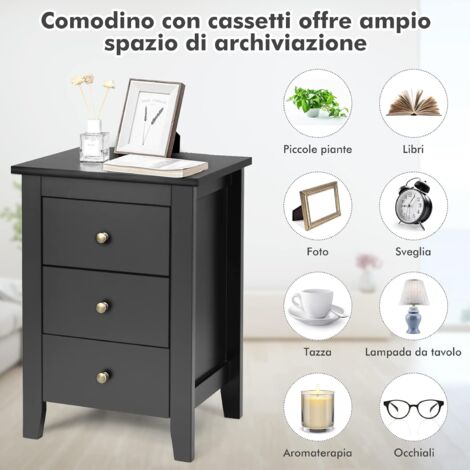 SoBuy Tavolino comodino alto con cassetto e ripiani Tavolino