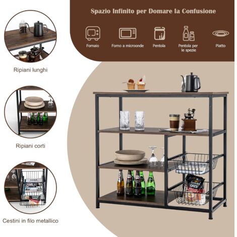 Scaffalatura Metallo, Mobiletto Cucina 6 Livelli, Scaffale Cucina