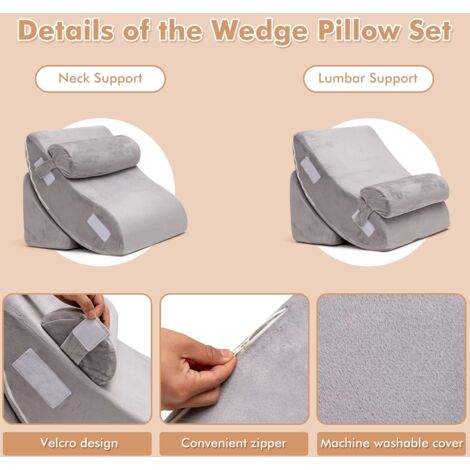 Set 6 Cuscini Memory Foam A Cuneo - Supporto Ergonomico Per Collo, Schiena E Gambe - Foto 5